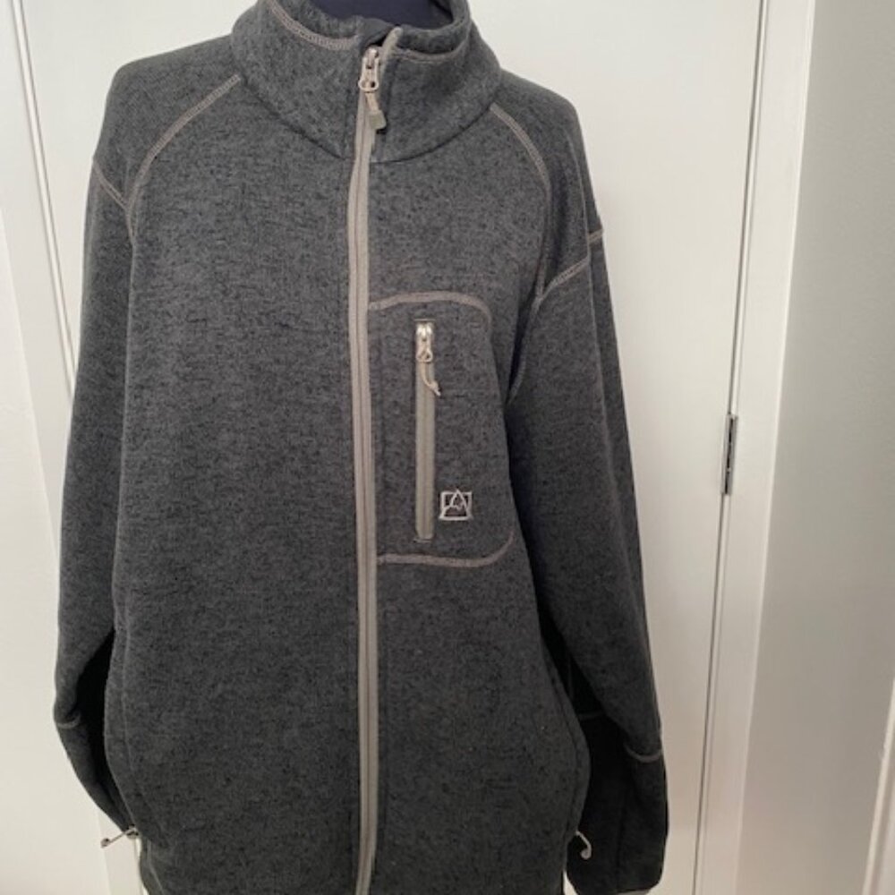 AVALANCHE Men's XL Gray Zip Up Sweater Jacket Active Stretch Knit Cardigan Cozy